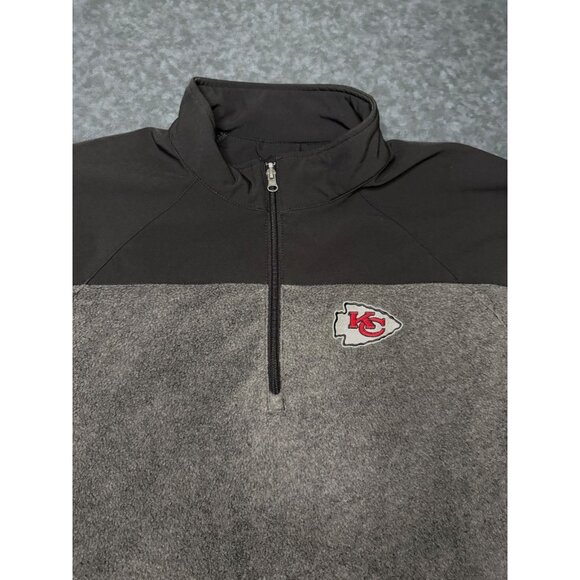 NFL Kansas City Chiefs 1/4 Zip Black/Grey Fleece Jacket - Size XL - Picture 3 of 5